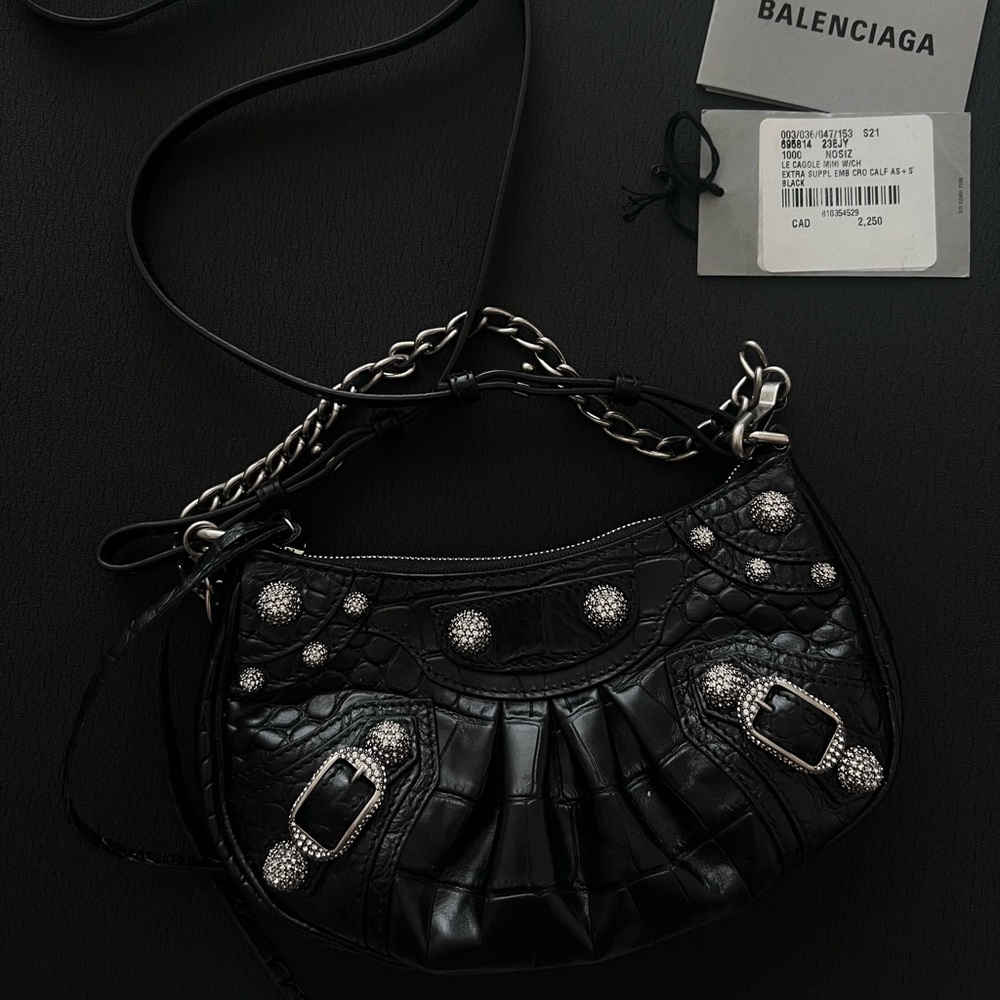 Brand New Authentic Balenciaga Black Rhinestone Studded Shoulder/Crossbody Bag - Picture 3 of 6